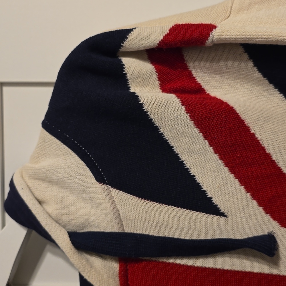 NOS Brand Hoodie Mens Large Beige Multi Heavy Cotton Pullover Stretch Union Jack - Picture 3 of 9